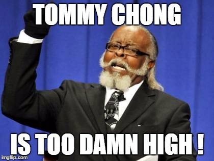 Too Damn High | TOMMY CHONG; IS TOO DAMN HIGH
! | image tagged in memes,too damn high | made w/ Imgflip meme maker