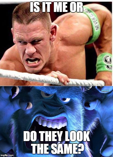 Gavin McCracken memes | IS IT ME OR; DO THEY LOOK THE SAME? | image tagged in john cena,monsters inc | made w/ Imgflip meme maker