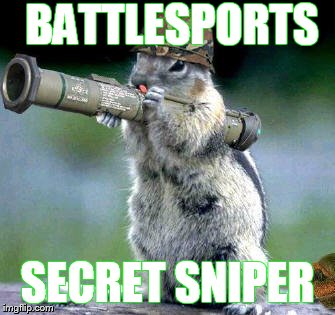 Bazooka Squirrel Meme | BATTLESPORTS; SECRET SNIPER | image tagged in memes,bazooka squirrel | made w/ Imgflip meme maker