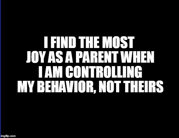 parenting with heart |  I FIND THE MOST JOY AS A PARENT WHEN I AM CONTROLLING MY BEHAVIOR, NOT THEIRS | image tagged in parenting,momlife,mindfulness,joy,kids | made w/ Imgflip meme maker