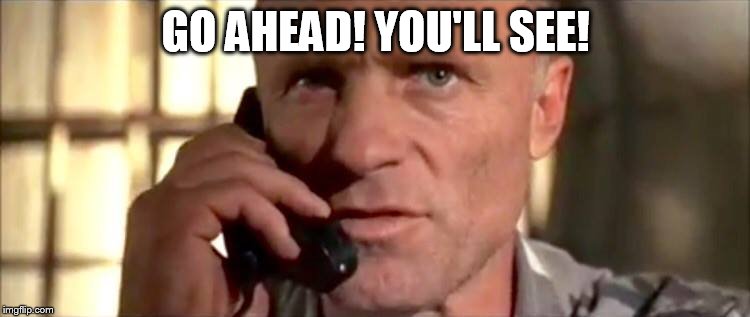 Go Ahead! You'll See! | GO AHEAD! YOU'LL SEE! | image tagged in general hummel,ed harris,the rock,1990s,usmc,general | made w/ Imgflip meme maker