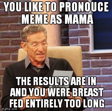 Maury Lie Detector Meme | YOU LIKE TO PRONOUCE MEME AS MAMA THE RESULTS ARE IN AND YOU WERE BREAST FED ENTIRELY TOO LONG | image tagged in memes,maury lie detector | made w/ Imgflip meme maker