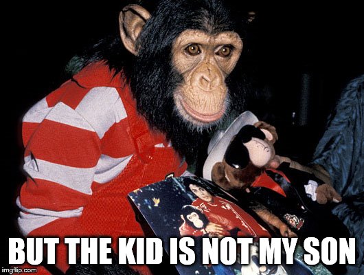 Bubbles the Chimp | BUT THE KID IS NOT MY SON | image tagged in bubbles the chimp | made w/ Imgflip meme maker