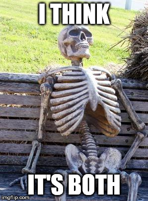 Waiting Skeleton Meme | I THINK IT'S BOTH | image tagged in memes,waiting skeleton | made w/ Imgflip meme maker