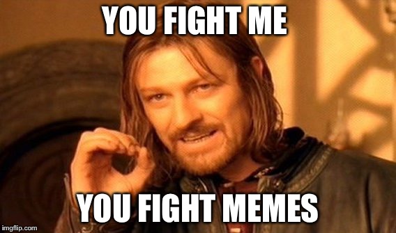 One Does Not Simply Meme | YOU FIGHT ME; YOU FIGHT MEMES | image tagged in memes,one does not simply | made w/ Imgflip meme maker