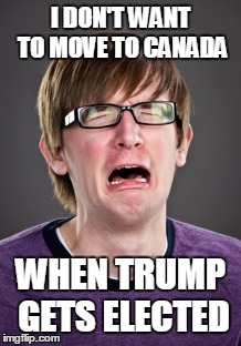 Liberal lament | I DON'T WANT TO MOVE TO CANADA WHEN TRUMP GETS ELECTED | image tagged in memes,donald trump,election 2016 | made w/ Imgflip meme maker