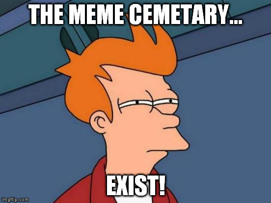Futurama Fry Meme | THE MEME CEMETARY... EXIST! | image tagged in memes,futurama fry | made w/ Imgflip meme maker