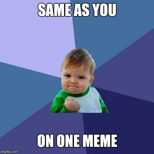 Success Kid Meme | SAME AS YOU ON ONE MEME | image tagged in memes,success kid | made w/ Imgflip meme maker