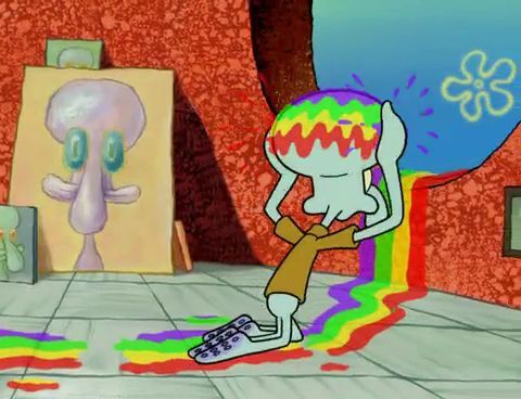 Squidward's Rainbow Melted Blank Meme Template