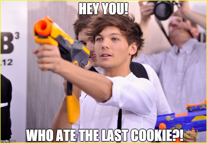 HEY YOU! WHO ATE THE LAST COOKIE?! | image tagged in one direction | made w/ Imgflip meme maker