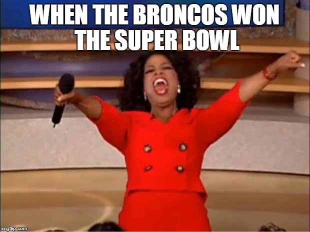 Oprah You Get A | WHEN THE BRONCOS
WON THE SUPER BOWL | image tagged in memes,oprah you get a | made w/ Imgflip meme maker