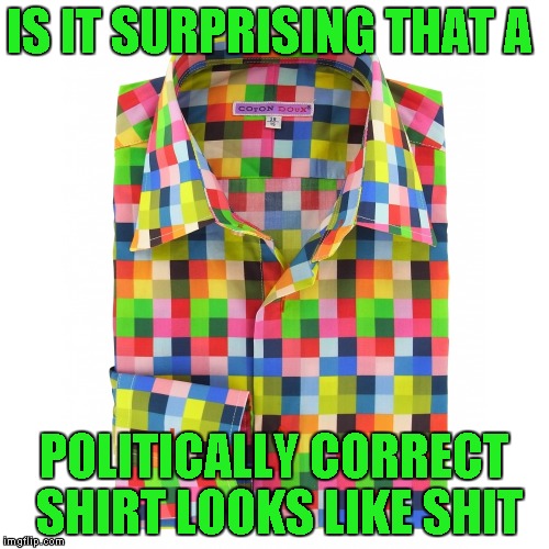 IS IT SURPRISING THAT A POLITICALLY CORRECT SHIRT LOOKS LIKE SHIT | made w/ Imgflip meme maker