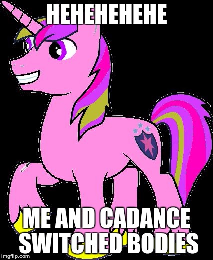 HEHEHEHEHE; ME AND CADANCE SWITCHED BODIES | image tagged in switched | made w/ Imgflip meme maker