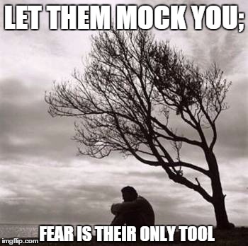 Let them laugh. | LET THEM MOCK YOU;; FEAR IS THEIR ONLY TOOL | image tagged in memes,laugh,insult,mock,mocking,fear | made w/ Imgflip meme maker