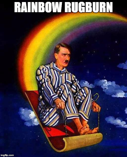 Random Hitler | RAINBOW RUGBURN | image tagged in random hitler | made w/ Imgflip meme maker