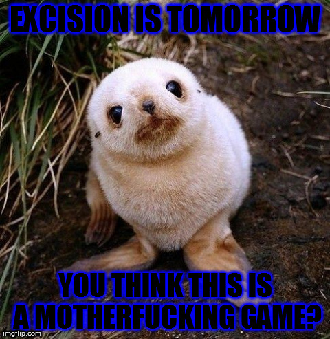 EXCISION IS TOMORROW YOU THINK THIS IS A MOTHERF**KING GAME? | image tagged in excision | made w/ Imgflip meme maker