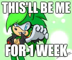 THIS'LL BE ME; FOR 1 WEEK | image tagged in breach the hedgehog | made w/ Imgflip meme maker