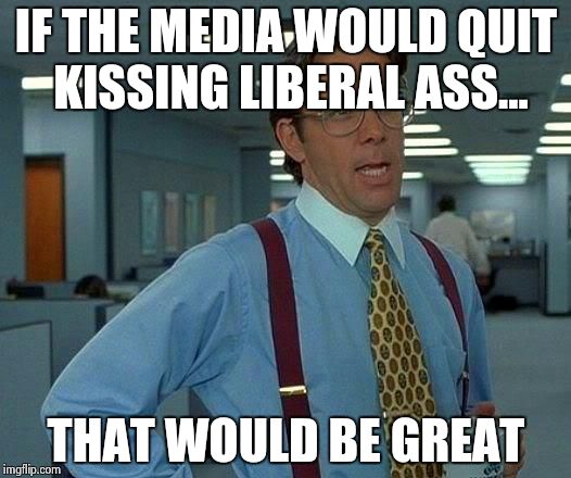 That Would Be Great Meme | IF THE MEDIA WOULD QUIT KISSING LIBERAL ASS... THAT WOULD BE GREAT | image tagged in memes,that would be great | made w/ Imgflip meme maker