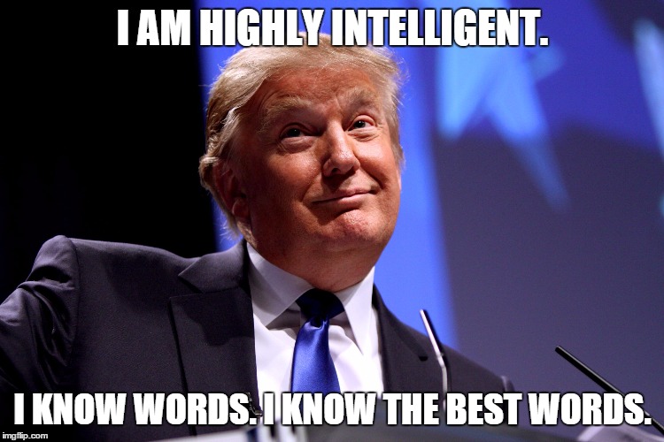 Donald Trump | I AM HIGHLY INTELLIGENT. I KNOW WORDS. I KNOW THE BEST WORDS. | image tagged in donald trump,AdviceAnimals | made w/ Imgflip meme maker