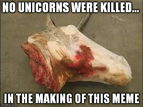NO UNICORNS WERE KILLED... IN THE MAKING OF THIS MEME | made w/ Imgflip meme maker