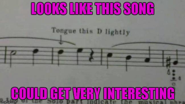 I don't know about you, but I kind of want to know what the song is now. | LOOKS LIKE THIS SONG; COULD GET VERY INTERESTING | image tagged in memes,beautiful music,music,funny,blowing the right note | made w/ Imgflip meme maker