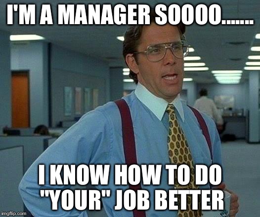 That Would Be Great Meme | I'M A MANAGER SOOOO....... I KNOW HOW TO DO "YOUR" JOB BETTER | image tagged in memes,that would be great | made w/ Imgflip meme maker