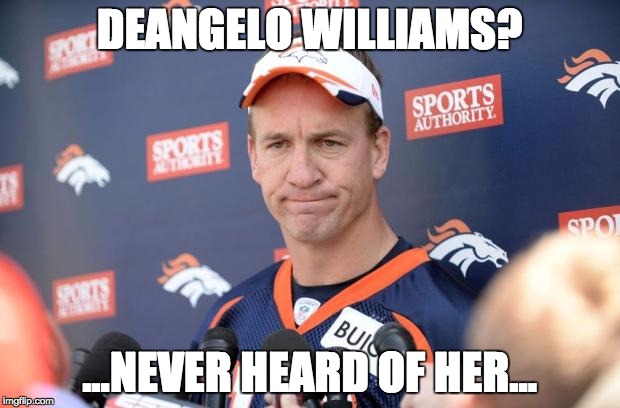 paytondisappointed | DEANGELO WILLIAMS? ...NEVER HEARD OF HER... | image tagged in paytondisappointed | made w/ Imgflip meme maker
