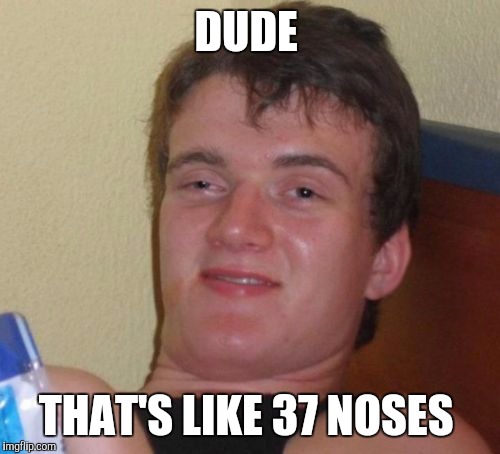 10 Guy Meme | DUDE THAT'S LIKE 37 NOSES | image tagged in memes,10 guy | made w/ Imgflip meme maker