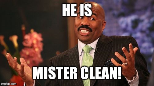 Steve Harvey Meme | HE IS MISTER CLEAN! | image tagged in memes,steve harvey | made w/ Imgflip meme maker