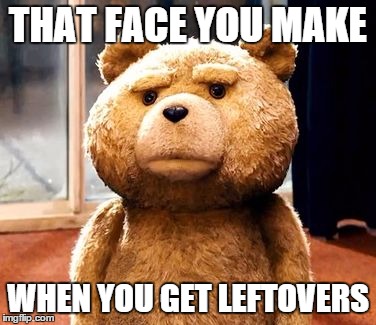 TED Meme | THAT FACE YOU MAKE; WHEN YOU GET LEFTOVERS | image tagged in memes,ted | made w/ Imgflip meme maker
