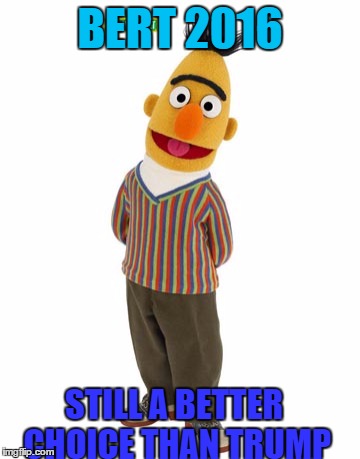 Bert President | BERT 2016; STILL A BETTER CHOICE THAN TRUMP | image tagged in bert president,sesame street | made w/ Imgflip meme maker