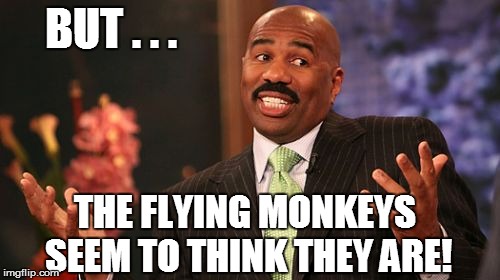 Steve Harvey Meme | BUT . . . THE FLYING MONKEYS SEEM TO THINK THEY ARE! | image tagged in memes,steve harvey | made w/ Imgflip meme maker