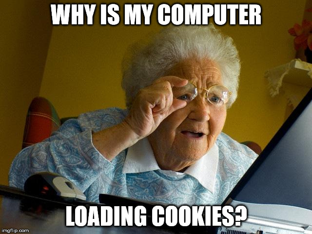 Grandma Finds The Internet Meme | WHY IS MY COMPUTER; LOADING COOKIES? | image tagged in memes,grandma finds the internet | made w/ Imgflip meme maker