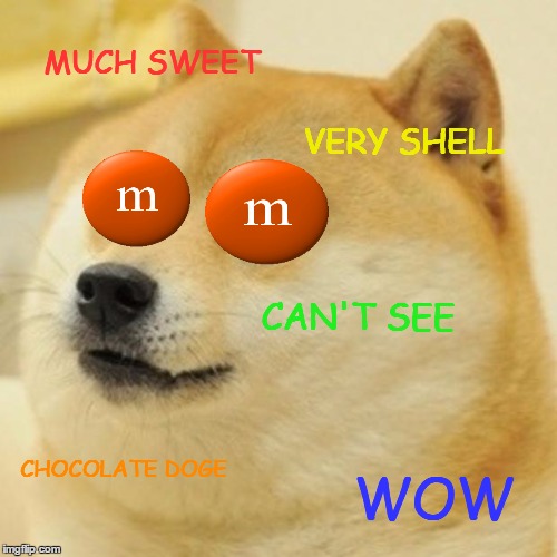 Doge Meme | MUCH SWEET; VERY SHELL; CAN'T SEE; CHOCOLATE DOGE; WOW | image tagged in memes,doge | made w/ Imgflip meme maker