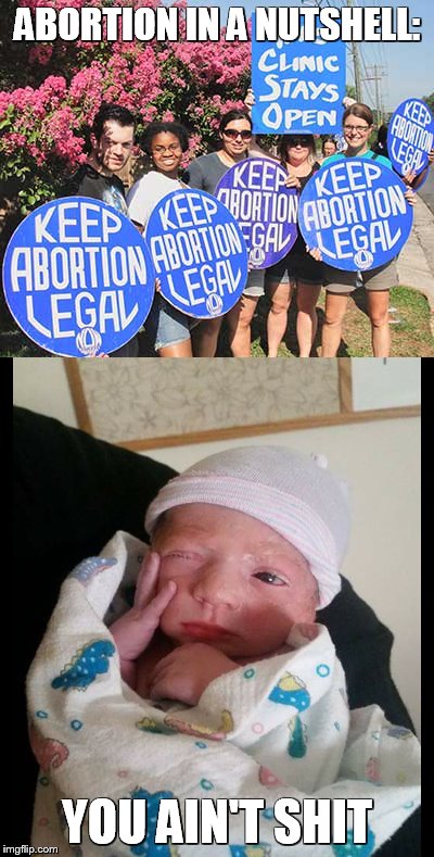 Abortion in a nutshell |  ABORTION IN A NUTSHELL:; YOU AIN'T SHIT | image tagged in memes,so true memes,so true,abortion,pro life | made w/ Imgflip meme maker