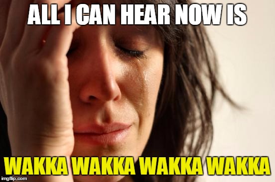 First World Problems Meme | ALL I CAN HEAR NOW IS WAKKA WAKKA WAKKA WAKKA | image tagged in memes,first world problems | made w/ Imgflip meme maker