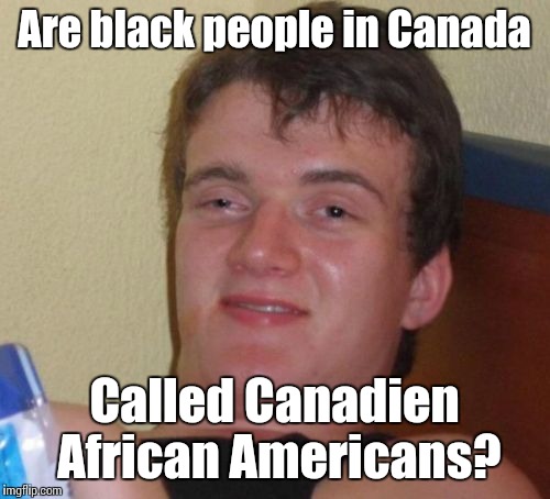 I ran out of ideas, so here's an old meme of mine | Are black people in Canada; Called Canadien African Americans? | image tagged in memes,10 guy,im out of ideas so i'll probably be less active on imgflip | made w/ Imgflip meme maker