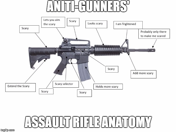 ANITI-GUNNERS'; ASSAULT RIFLE ANATOMY | image tagged in guns | made w/ Imgflip meme maker