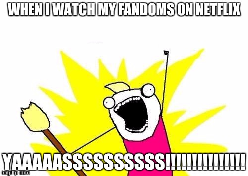 X All The Y | WHEN I WATCH MY FANDOMS ON NETFLIX; YAAAAASSSSSSSSSS!!!!!!!!!!!!!!! | image tagged in memes,x all the y | made w/ Imgflip meme maker