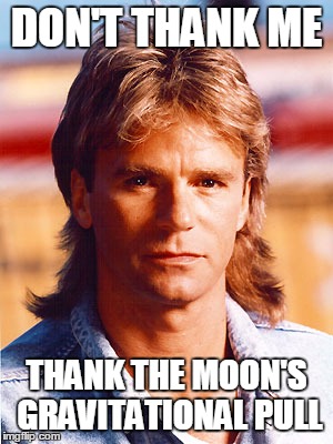 can't believe this wasn't already on the internet! |  DON'T THANK ME; THANK THE MOON'S GRAVITATIONAL PULL | image tagged in macgyver,simpsons,science,space,tv,moon | made w/ Imgflip meme maker