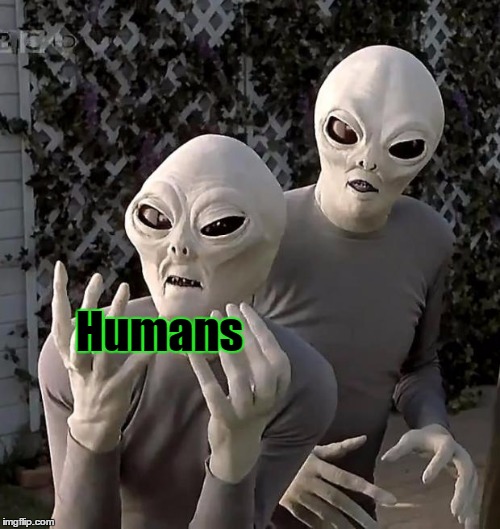 Aliens | Humans | image tagged in aliens | made w/ Imgflip meme maker