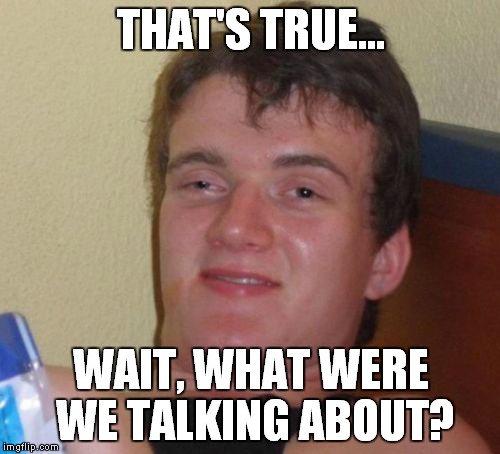 10 Guy Meme | THAT'S TRUE... WAIT, WHAT WERE WE TALKING ABOUT? | image tagged in memes,10 guy | made w/ Imgflip meme maker