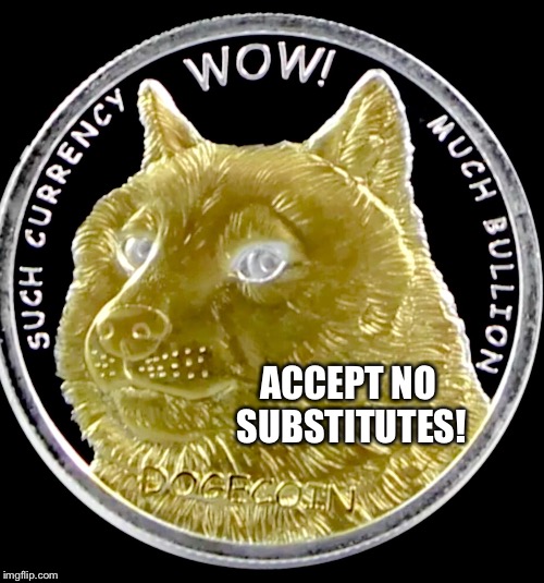 The Real Doge Coin | ACCEPT NO SUBSTITUTES! | image tagged in doge coin | made w/ Imgflip meme maker