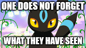 One does not forget | ONE DOES NOT FORGET; WHAT THEY HAVE SEEN | image tagged in pokemon | made w/ Imgflip meme maker