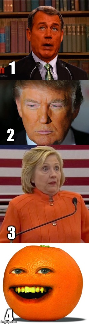 What is Your Favorite Shade of Orange? | 1; 2; 3; 4 | image tagged in orange,orange is the new black,politicians,election 2016 | made w/ Imgflip meme maker