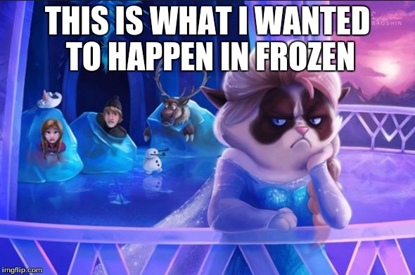 THIS IS WHAT I WANTED TO HAPPEN IN FROZEN | image tagged in grumpy cat,frozen | made w/ Imgflip meme maker
