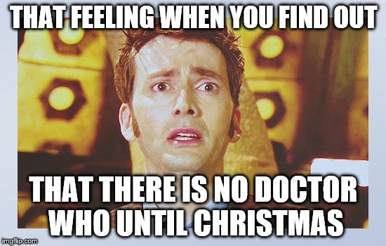 David Tennant - Tenth Doctor Who - I Don't Want To Go | THAT FEELING WHEN YOU FIND OUT; THAT THERE IS NO DOCTOR WHO UNTIL CHRISTMAS | image tagged in david tennant - tenth doctor who - i don't want to go | made w/ Imgflip meme maker