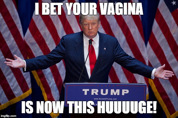 Donald Trump | I BET YOUR VAGINA; IS NOW THIS HUUUUGE! | image tagged in donald trump | made w/ Imgflip meme maker