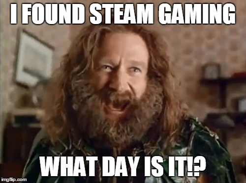 What Year Is It | I FOUND STEAM GAMING; WHAT DAY IS IT!? | image tagged in memes,what year is it | made w/ Imgflip meme maker