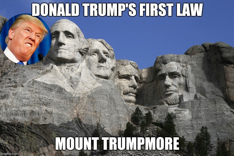 Mount Trumpmore | DONALD TRUMP'S FIRST LAW; MOUNT TRUMPMORE | image tagged in donald trump | made w/ Imgflip meme maker